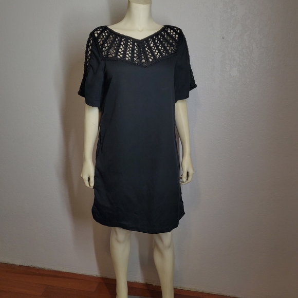 Anthropologie Maeve Battenburg Shift Black - Picture 4 of 11